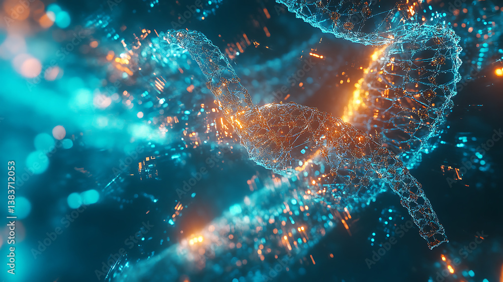 Aufkleber shiny dna medicine blockchain metaverse nft crypto datastream flow background