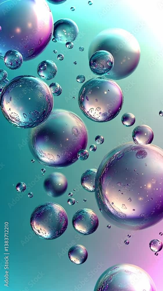 Poster bright futuristic animation featuring bubbles and vibrant colors in a tech-inspired backdrop