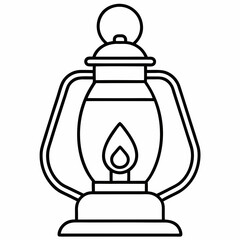 Obraz premium Kerosene Light Outline Coloring Book Page Line Art