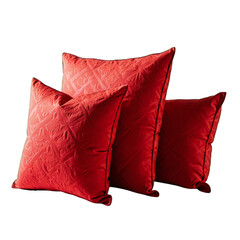 Red soft pillow isolated on white background for home decor and comfort