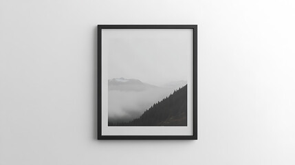 Fototapeta premium Square photo frame mockup hanging in white wall interior background