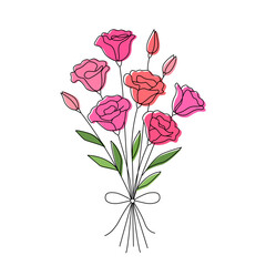 beautiful bouquet of roses in linear abstract style. flowers for valentine's day, valentine and birthday. vector illustration on white background