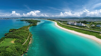 Breathtaking ocean view tropical beach aerial photography coastal paradise serene atmosphere nature's beauty