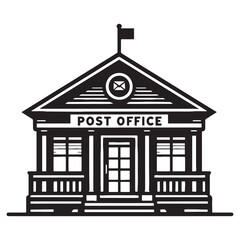Elegant Post Office silhouette, highlighting the iconic postal architecture – Post Office illustration – Post Office vector – Postal facility silhouette

