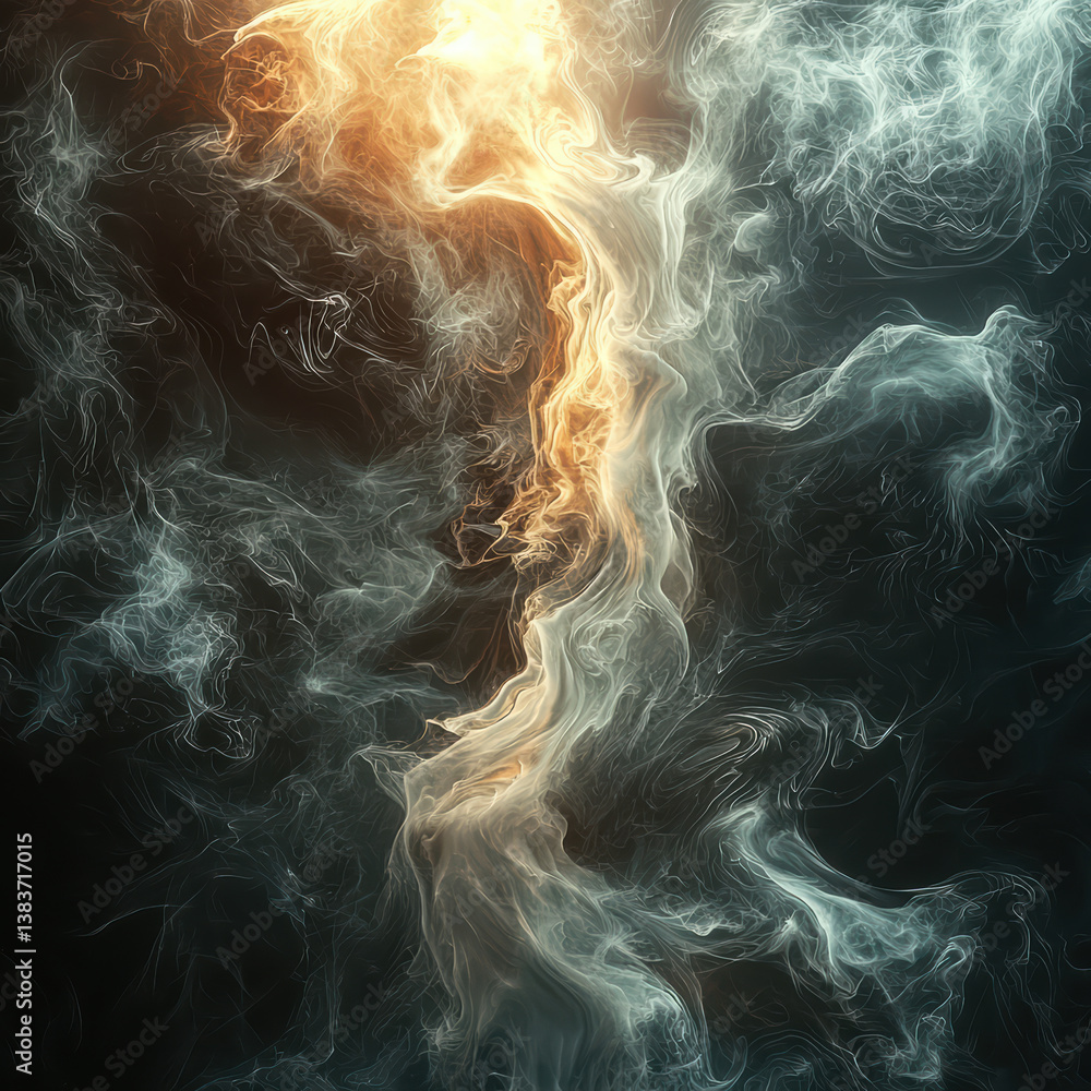 Poster abstract nebula: intricate wisps of light and color swirl and dance, creating a mesmerizing cosmic d
