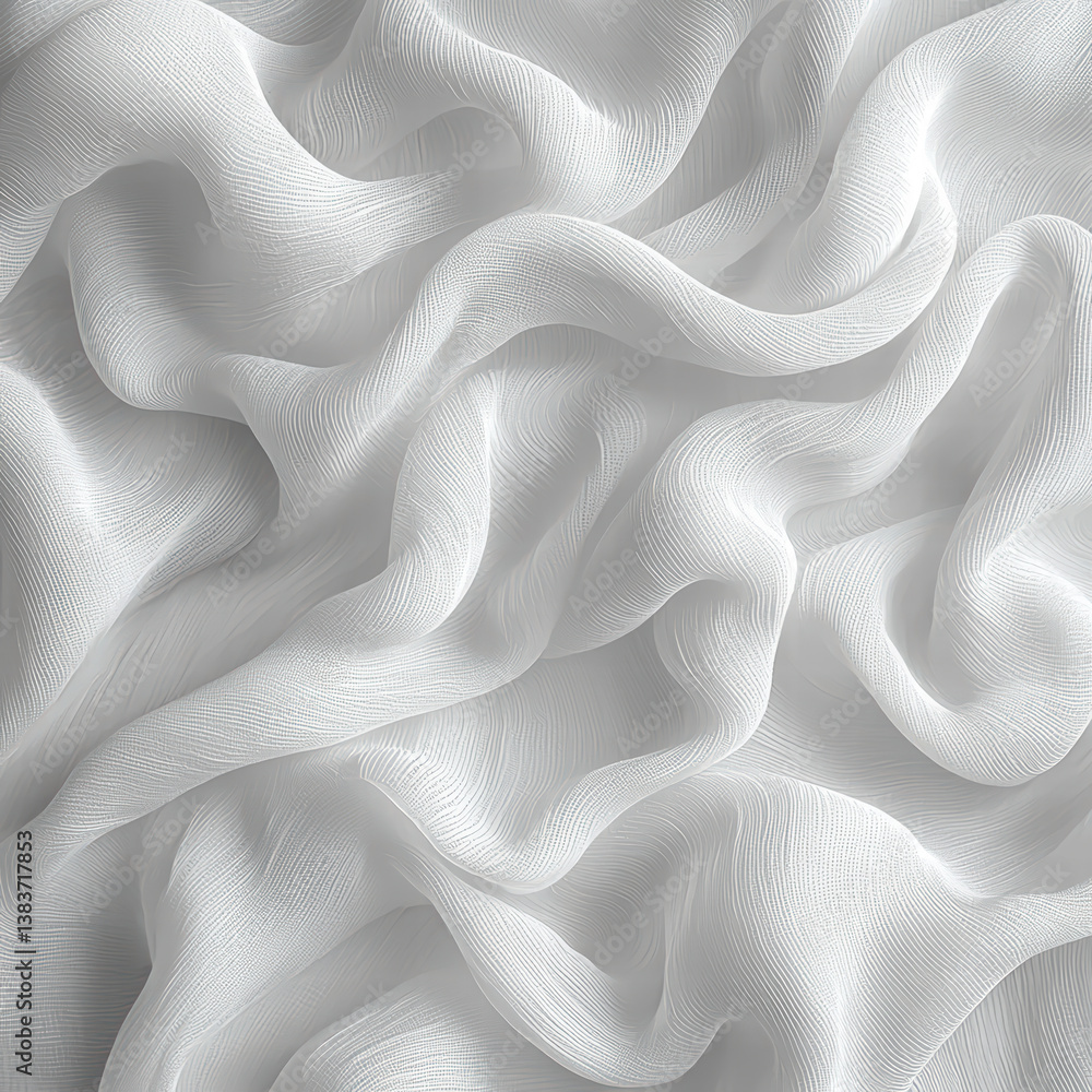 Poster ethereal fabric: elegant folds of pristine cloth cascade and flow in a mesmerizing display of textur
