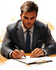 Lawyer Negotiating Contracts Diligently in a Bright Office