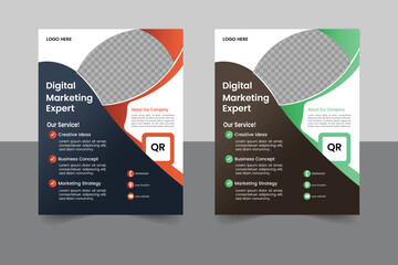 A bundle  template of different color a4 flyer template, corporate business flyer template design set, flyer in A4 with colorful business proposal, promotion, advertise.