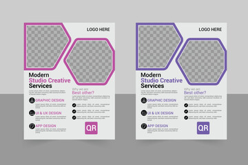 A bundle  template of different color a4 flyer template, corporate business flyer template design set, flyer in A4 with colorful business proposal, promotion, advertise.