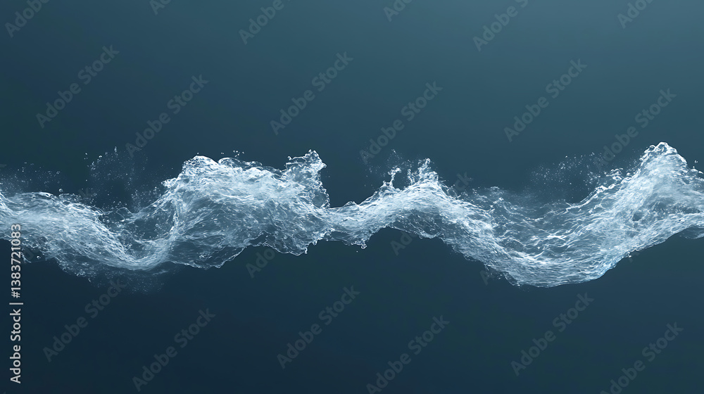 Poster the concept is a set of water wave splashes isolated on a blue background