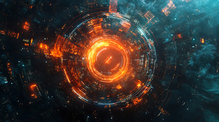 Obraz premium The concept of a wireless network and connectivity technology with an abstract city background, futuristic innovative technologies