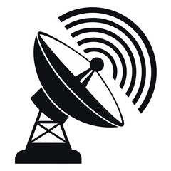 Data network antenna silhouette black silhouette on white background interconnected dots and lines with antenna forming abstract data network representing AI processing