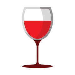 Red wine glass half full with soft reflections