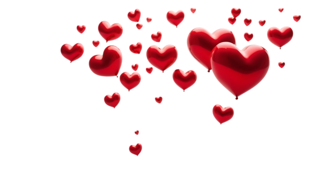 Floating red hearts png 
