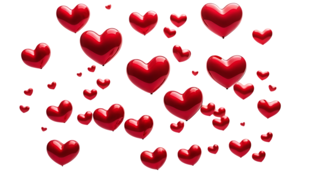 Floating red hearts png 