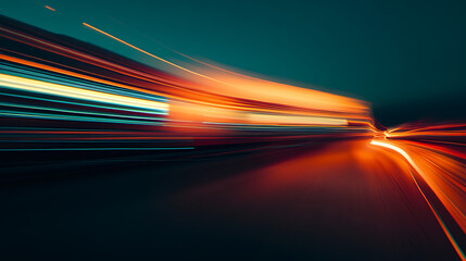 Transportation concept banner with truck in motion blur, illustration