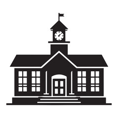 Classic School silhouette, showcasing the traditional architecture of learning – School illustration – School vector – Education building silhouette

