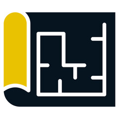 Blue Print, Black and Yellow Design Blue Print, Blue Print Line Icon