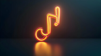 Glowing Music Note Symbol In Dark Background