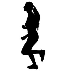 Silhouette of a female athlete running, promoting health and fitness. Vector illustration
