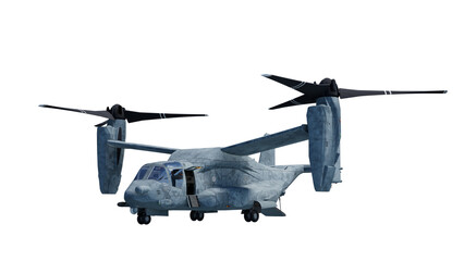 military helicopter isolated on white
