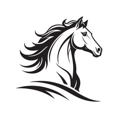 horse silhouette vector line art logo design
