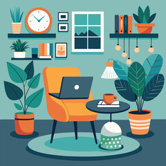 A cozy home office setup illustration