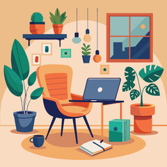 Fototapeta premium A cozy home office setup illustration