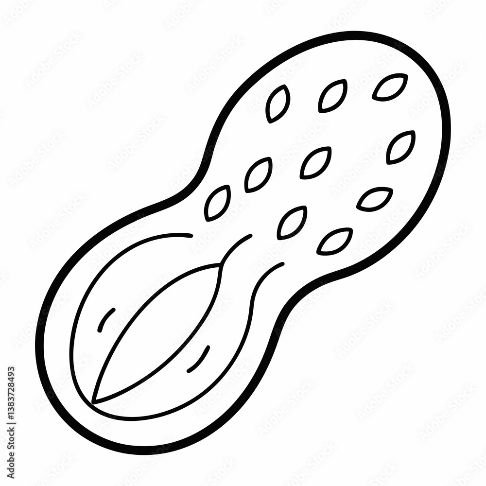 Aufkleber peanut outline vector – line art drawing for coloring book page on white background