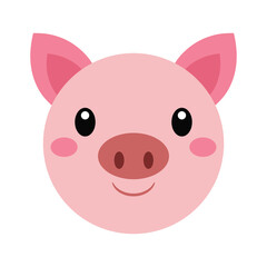Cute Cartoon Pig Face Illustration