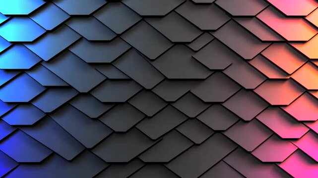 Abstract geometric pattern of interlocking tiles creating a modern design with gradient colors