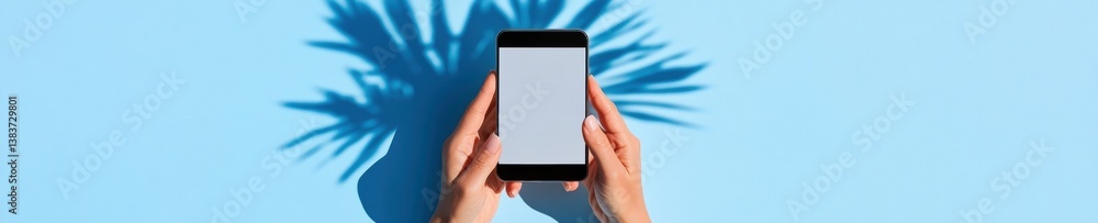 Aufkleber digital nomad minimalism sleek smartphone interface against tropical shadow play - gen z remote work