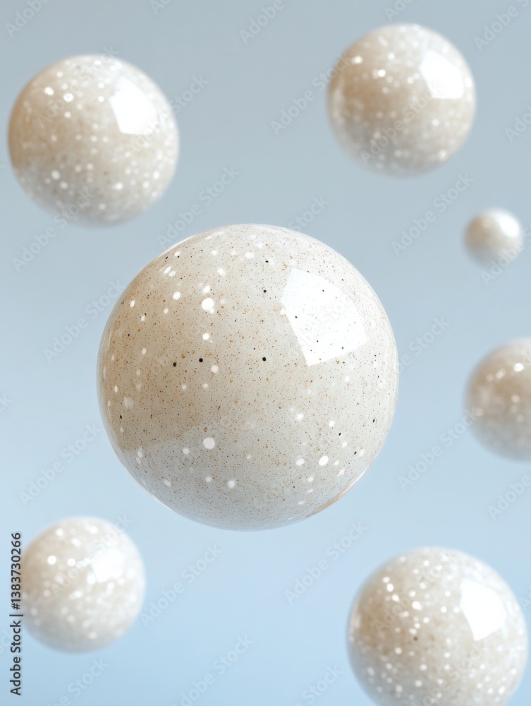 Aufkleber Minimalist Physics Visualization Ethereal Spheres Demonstrating Particle Dynamics and Motion in Elegant Soft-Tone Scientific for Advanced Educational Content