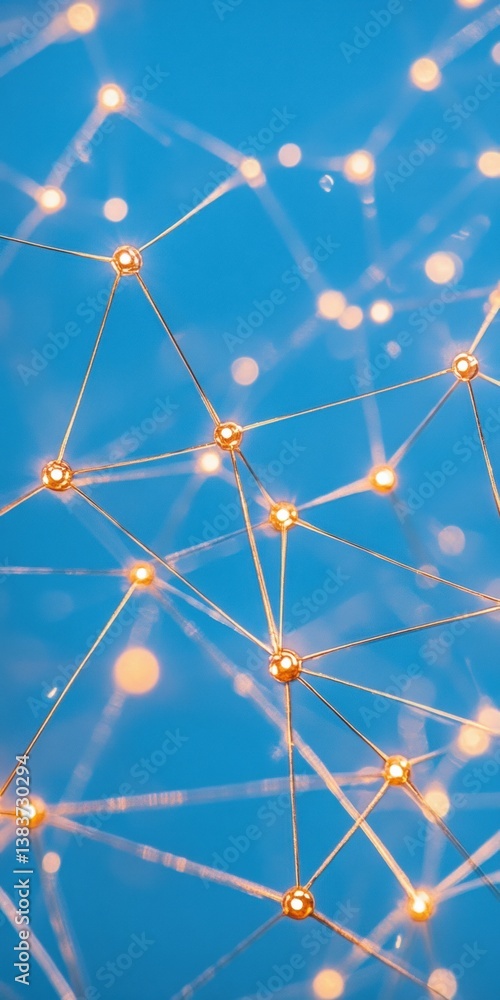 Fototapete Digital Neural Network Visualization Luminous Interconnected Data Nodes Revealing Quantum Computing Complexity for AI-Driven Innovation and Technological Transformation