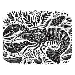 Seafood lobster vector silhouette