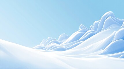 Winter landscape with sculpted snow mountains