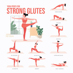 yoga poses for strong glutes. Young woman practicing Yoga pose. Woman workout fitness, aerobic and exercises.