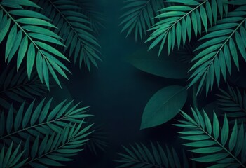 Deep Forest Green Leaves Background – Tropical Foliage Pattern
