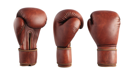 Leather Boxing Gloves set Against Transparent Background for Sports Branding, Training Equipment, or Martial Arts Design