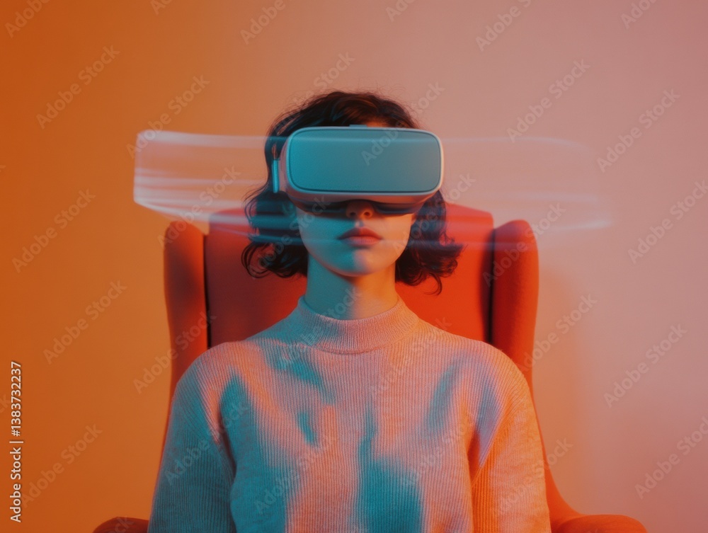 Poster immersive reality revolution gen z digital explorer blending neural tech and virtual landscapes in m