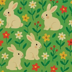 Bunny Background Print Design Spring Easter in Vector