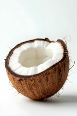 Fresh coconuts on a white background. Create a natural and organic aesthetic, making it perfect for food, health, and tropical-themed projects. Food ingredient background