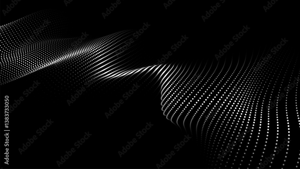 Poster vector futuristic wave on a blue background. digital technologies. big data.