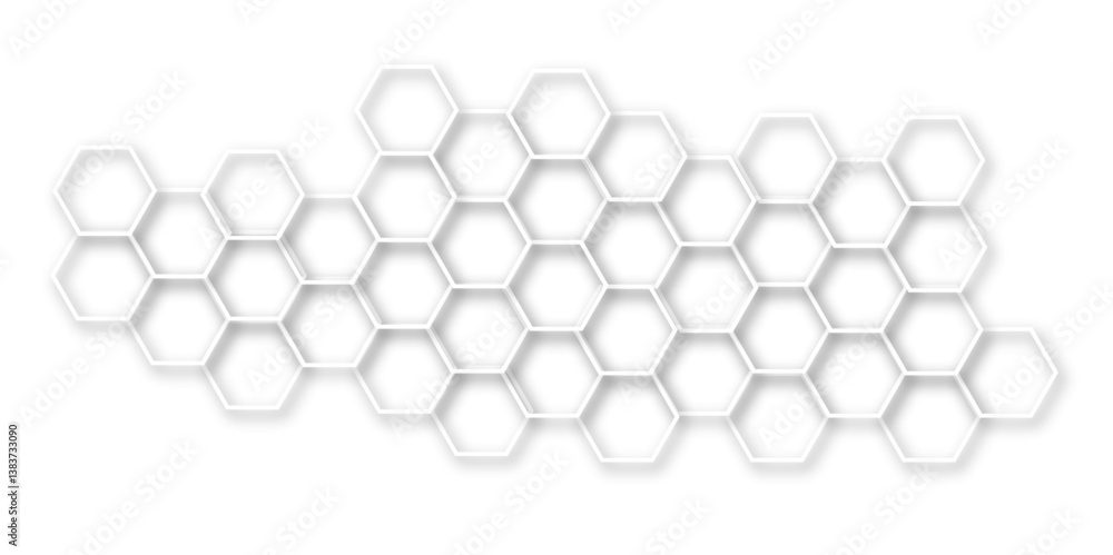 Aufkleber an immersive and futuristic background design showcasing interlinked hexagonal forms, symbolizing ad