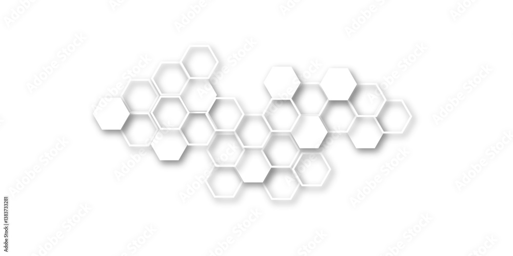 Aufkleber an immersive and futuristic background design showcasing interlinked hexagonal forms, symbolizing ad
