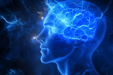 Human Brain Energy, Neural Network, Lightning, Blue Abstract, Mind Power, Electric, Technology, Inte