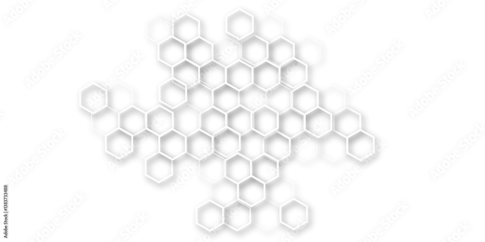 Poster an elegant and abstract visualization of technological innovation through a honeycomb-inspired geome