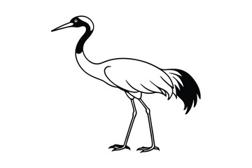 Fototapeta premium graceful japanese crane silhouette isolated on white