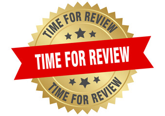 time for review. time for review round red and gold label isolated on transparent background