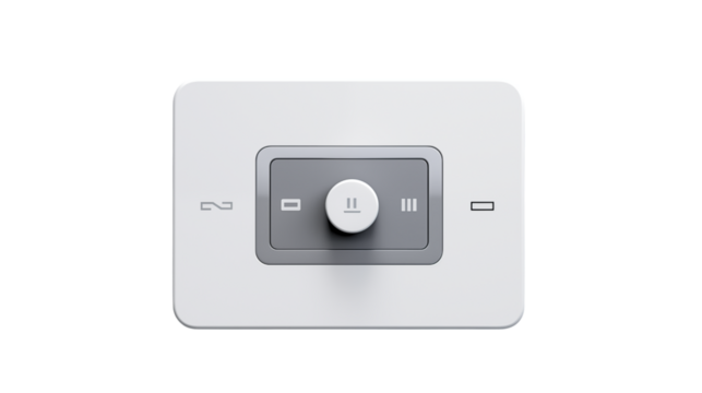 A white rectangular device with a gray control panel